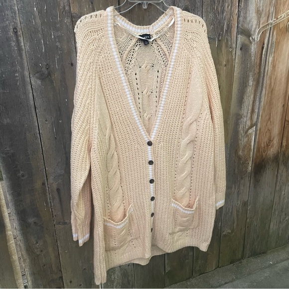 Torrid Sand Raglan Cable Knit Women's Cardigan Sweater Sz. 3X (22/24) - Picture 5 of 13